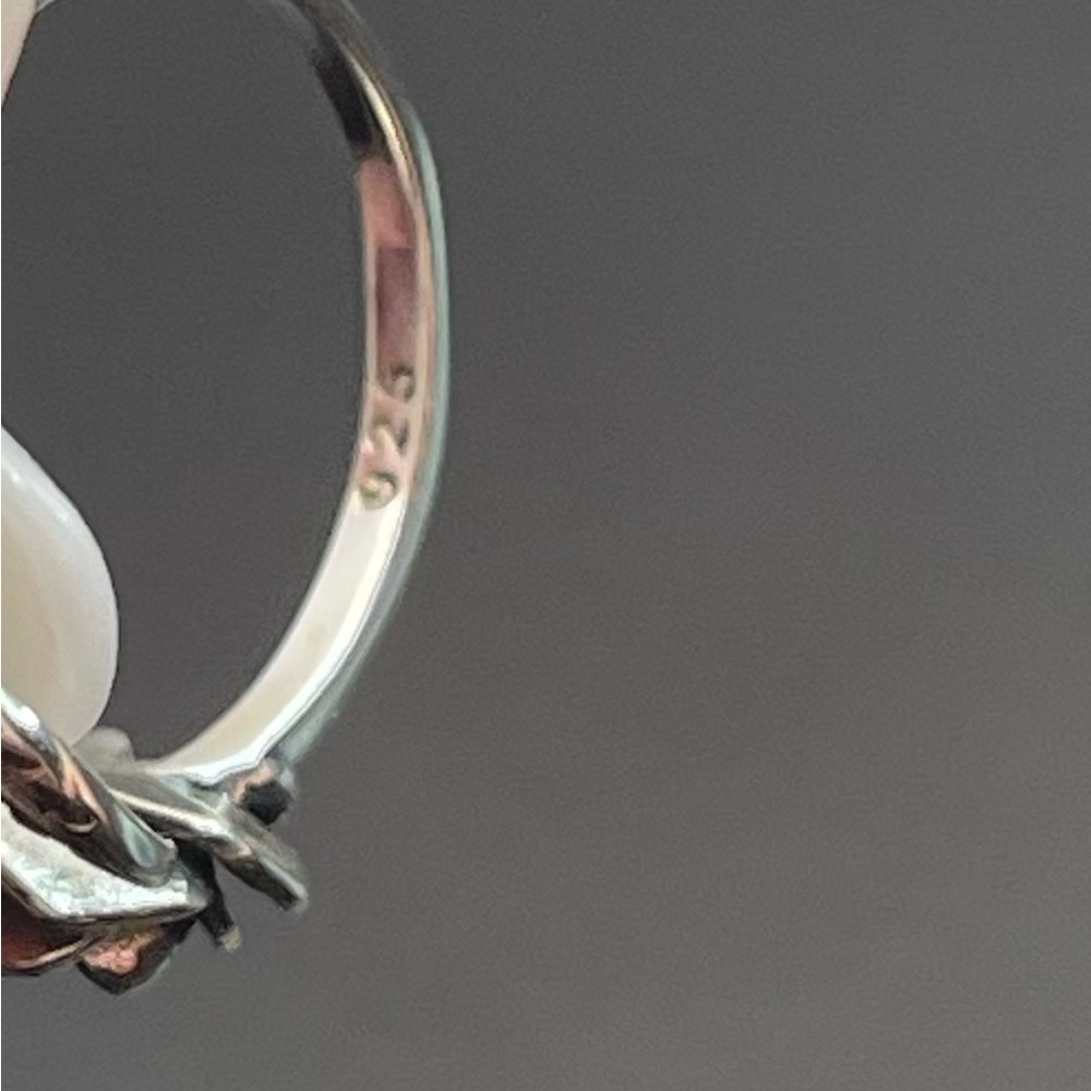 Solid 925 Silver Rose Flower Ring Adjustable Size… - image 4